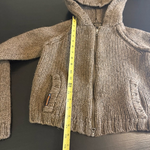 Vintage Abercrombie and Fitch Cozy Brown Knit Hoodie Y2K 100% wool - Picture 4 of 6